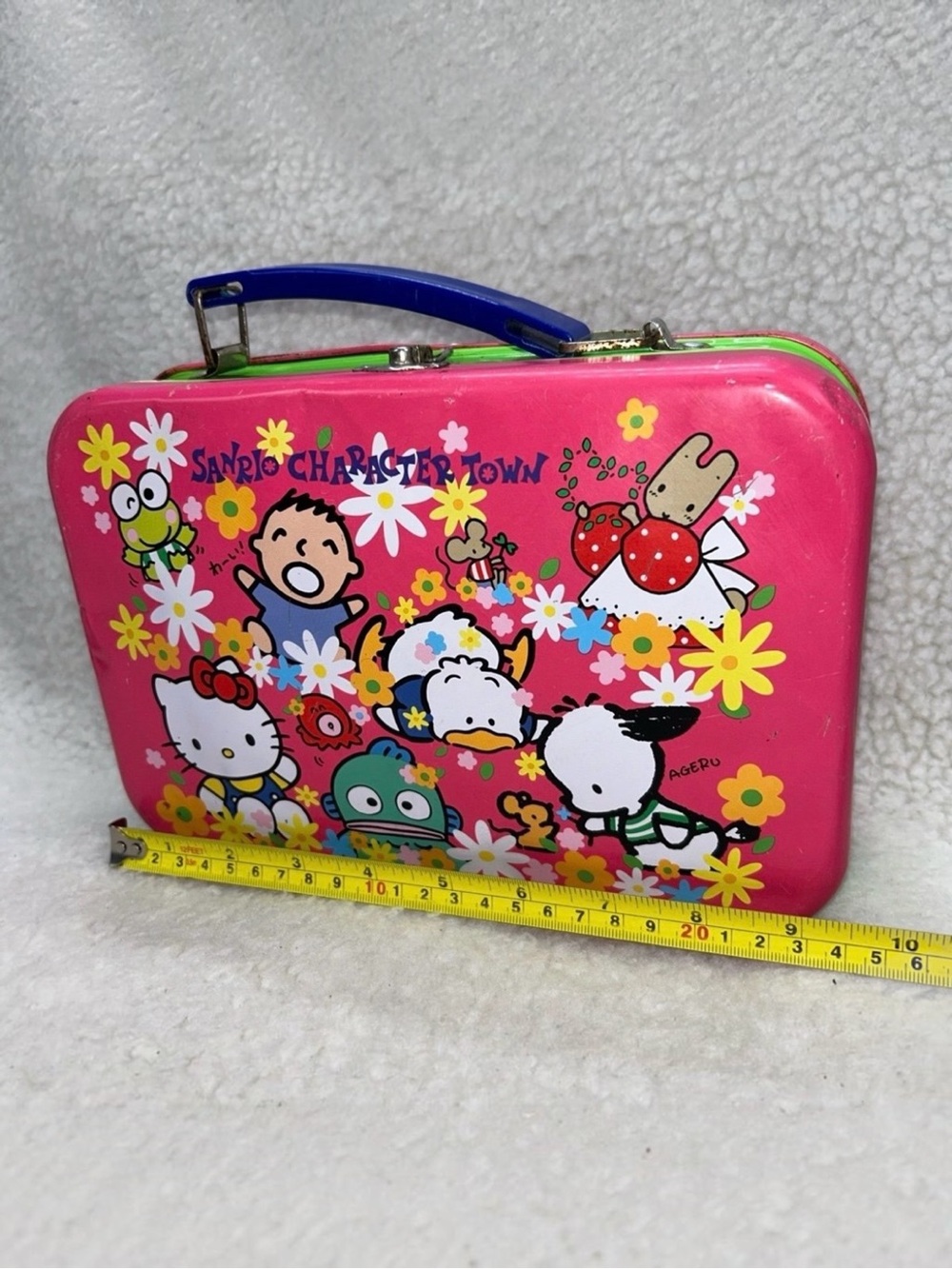 Sanrio Character Town 1992 Original Metal Lunch Box Pink Vintage Kawaii READ 9.5 - Picture 2 of 12